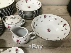 Set of eight Rosechintz by Meito fine china dinner plates from Japan