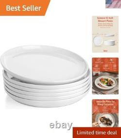 10 Inch Porcelain Dinner Plates, White, Set of 6 Microwave, Oven, Dishwashe