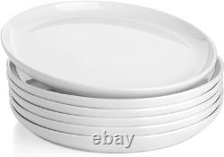 10 Inch Porcelain Dinner Plates, White, Set of 6 Microwave, Oven, Dishwashe