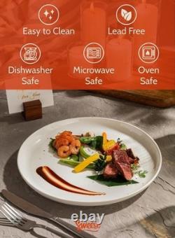 10 Inch Porcelain Dinner Plates, White, Set of 6 Microwave, Oven, Dishwashe