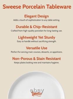 10 Inch Porcelain Dinner Plates, White, Set of 6 Microwave, Oven, Dishwashe