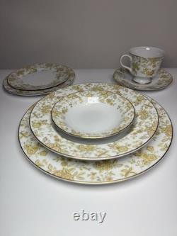 100 Pc Set Of Vintage Sango Persian Wood 3800 Japan China Dinnerware Gold Floral