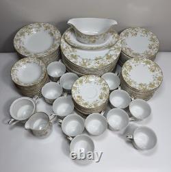 100 Pc Set Of Vintage Sango Persian Wood 3800 Japan China Dinnerware Gold Floral