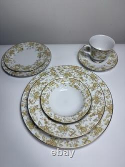 100 Pc Set Of Vintage Sango Persian Wood 3800 Japan China Dinnerware Gold Floral