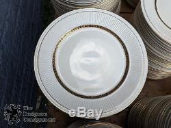 1005 Pc Shenango Greek Key China Set Restaurant Dinnerware White Black & Gold