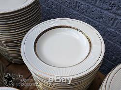 1005 Pc Shenango Greek Key China Set Restaurant Dinnerware White Black & Gold