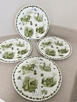 12 Green Toile Peter Rabbit Dinner Salad Bowl Plates World of Beatrix Potter NEW