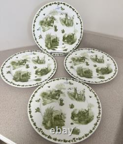12 Green Toile Peter Rabbit Dinner Salad Bowl Plates World of Beatrix Potter NEW