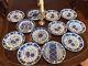 12 Large Chinese Porcelain Dinner Plates Cobalt Blue & White Hand Painted China