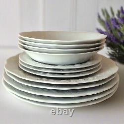 12 Limoges Porcelain Plates/Bowls. French Country Style. Mismatched Dinnerware