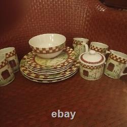 12 Pc Thomson Pottery Country Home Dinner Salad Plates Set Red White Checker Lot