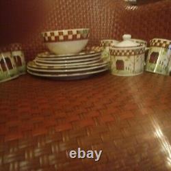 12 Pc Thomson Pottery Country Home Dinner Salad Plates Set Red White Checker Lot