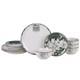 12-Piece Porcelain Dinnerware Set for 4, White & Sage Green Plates and Bowls