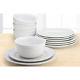 12 Piece Round Dinnerware Set White Dishes Plates Bowls Stoneware Dinner Kitchen