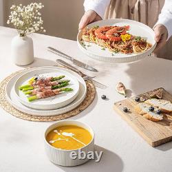 12-Piece Speckled White Ceramic Dinnerware Set for 4, Microwave & Dishwasher Saf