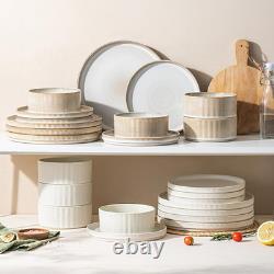 12-Piece Speckled White Ceramic Dinnerware Set for 4, Microwave & Dishwasher Saf