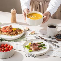 12-Piece Speckled White Ceramic Dinnerware Set for 4, Microwave & Dishwasher Saf