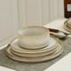 12-Piece Stoneware Dinnerware, Modern Plates and Bowls Collection, Durable Glazed