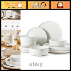 12-Piece White Stoneware Dinnerware Set Milkyway Design, Durable & Stylish