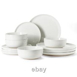 12-Piece White Stoneware Dinnerware Set Milkyway Design, Durable & Stylish