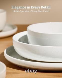 12-Piece White Stoneware Dinnerware Set Milkyway Design, Durable & Stylish