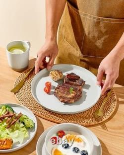 12-Piece White Stoneware Dinnerware Set Milkyway Design, Durable & Stylish