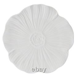12 Piece White Stoneware Embossed Floral Dinnerware Set for 4