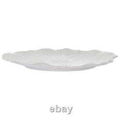 12 Piece White Stoneware Embossed Floral Dinnerware Set for 4