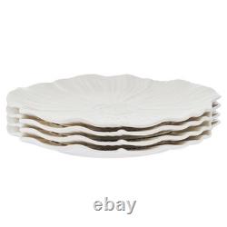 12 Piece White Stoneware Embossed Floral Dinnerware Set for 4