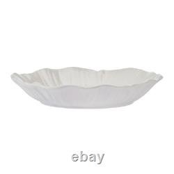 12 Piece White Stoneware Embossed Floral Dinnerware Set for 4