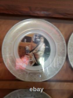 12 Piece Wittnauer Plates Set Gold Rim White