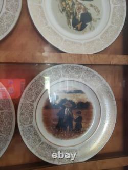 12 Piece Wittnauer Plates Set Gold Rim White