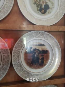 12 Piece Wittnauer Plates Set Gold Rim White