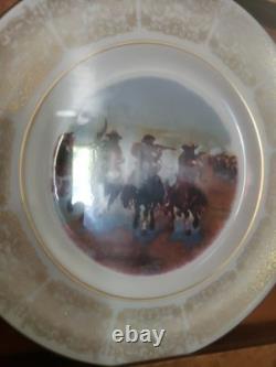 12 Piece Wittnauer Plates Set Gold Rim White