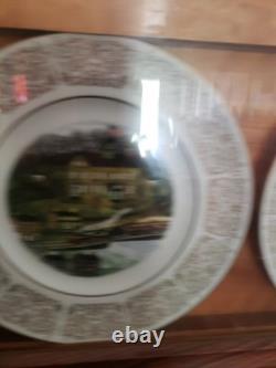 12 Piece Wittnauer Plates Set Gold Rim White