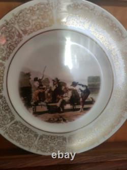 12 Piece Wittnauer Plates Set Gold Rim White