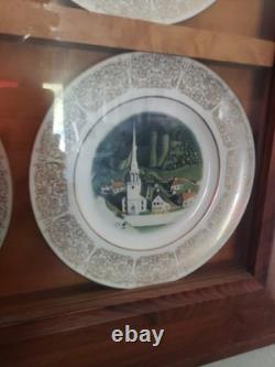 12 Piece Wittnauer Plates Set Gold Rim White
