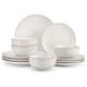12 Pieces Dinnerware Sets, Modern Relief Design Plates and Bowls Sets, White