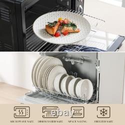 12 Pieces Dinnerware Sets, Modern Relief Design Plates and Bowls Sets, White