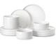 12 Pieces Porcelain Dinnerware Set, Modern White Dish Set for 4, Premium Serv