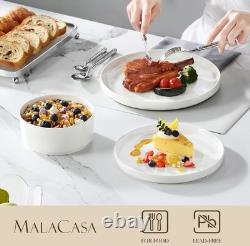 12 Pieces Porcelain Dinnerware Set, Modern White Dish Set for 4, Premium Serv