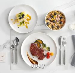 12 Pieces Porcelain Dinnerware Set, Modern White Dish Set for 4, Premium Serv
