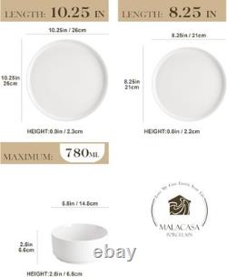 12 Pieces Porcelain Dinnerware Set, Modern White Dish Set for 4, Premium Serv