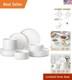 12 Pieces Porcelain Dinnerware Set, Modern White Dish Set for 4, Serving Pla