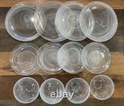 12 White Swirl IRIDESCENT 4 Dinner Plates Lunch Deep Bowls OPAL Artistic Accents