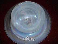 12pc ARTISTIC ACCENTS Pearl White Opal Iridescent Glass Dinnerware Plates Bowls