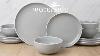 12pc Grey And White Rim Stoneware Dinner Set