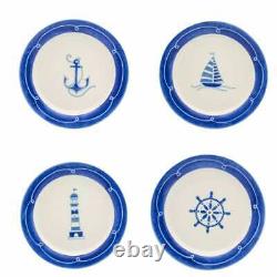 12pc Nautical Blue White Dinnerware Set Kitchen Dinner Plate Dish Beach Coastal
