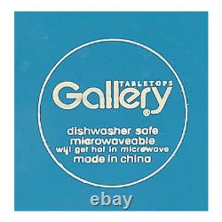 12pc Tabletops Gallery Teal & White IKAT Stoneware Dinnerware Set Service For 4