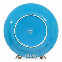 12pc Tabletops Gallery Teal & White IKAT Stoneware Dinnerware Set Service For 4